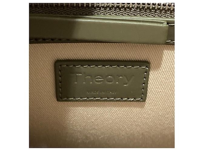 Borsa a tracolla Theory boxcalf flat ns Verde Cachi - vista 12