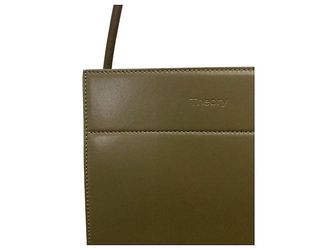 Borsa a tracolla Theory boxcalf flat ns Verde Cachi - vista 2
