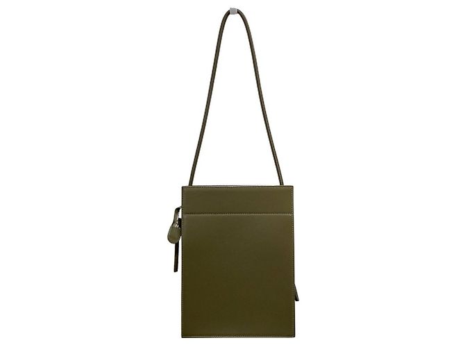 Borsa a tracolla Theory boxcalf flat ns Verde Cachi - vista 4