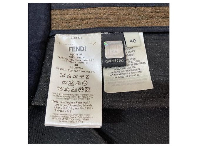 Saia de lã Fendi Verde Caqui - vista 6