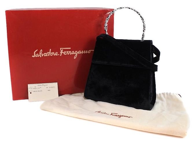 Borsa 2way Salvatore Ferragamo Gancini Borsa in velluto Nero - vista 12