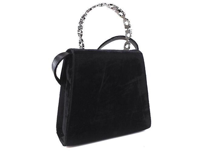 Borsa 2way Salvatore Ferragamo Gancini Borsa in velluto Nero - vista 3