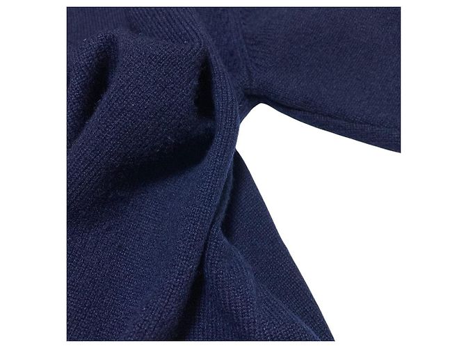 Balenciaga V-Ausschnitt Kaschmir Strickpullover Blau Marineblau - Ansicht 4