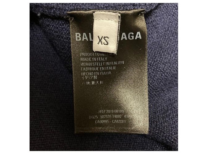 Balenciaga V-Ausschnitt Kaschmir Strickpullover Blau Marineblau - Ansicht 6