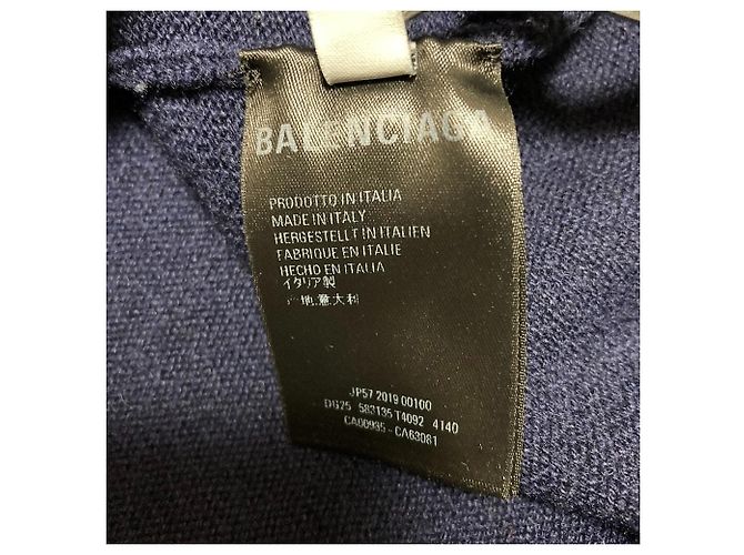 Balenciaga V-Ausschnitt Kaschmir Strickpullover Blau Marineblau - Ansicht 7