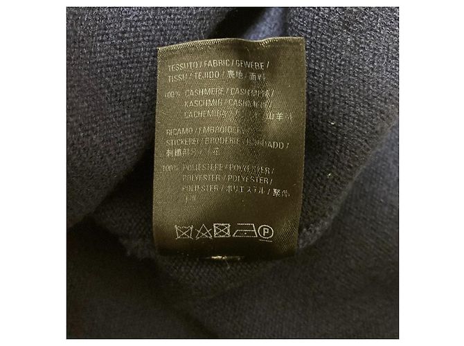 Balenciaga V-Ausschnitt Kaschmir Strickpullover Blau Marineblau - Ansicht 9