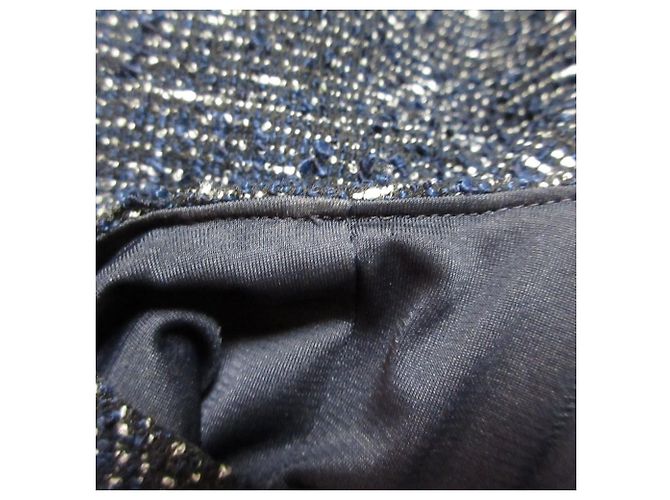 Autre Marque Rene ärmelloses Tweed-Kleid Blau Marineblau - Ansicht 14