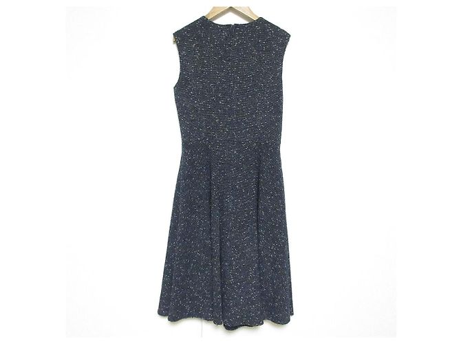 Autre Marque Rene ärmelloses Tweed-Kleid Blau Marineblau - Ansicht 2