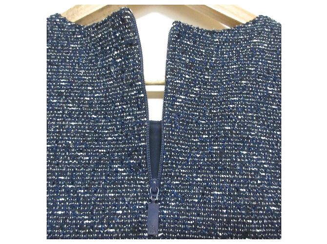 Autre Marque Rene ärmelloses Tweed-Kleid Blau Marineblau - Ansicht 4