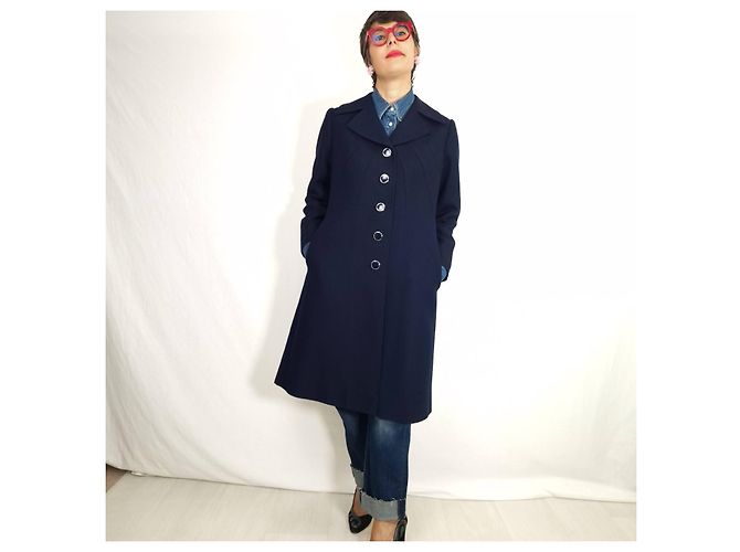 Max Mara Cappotto in Lana Blu Anni '60 Blu scuro - vista 10