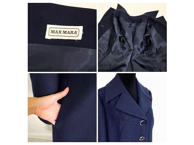 Max Mara Cappotto in Lana Blu Anni '60 Blu scuro - vista 11
