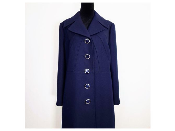 Max Mara Cappotto in Lana Blu Anni '60 Blu scuro - vista 5
