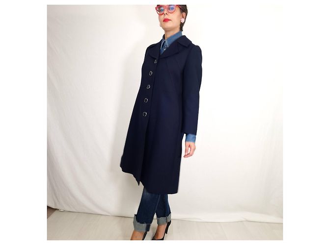 Max Mara Cappotto in Lana Blu Anni '60 Blu scuro - vista 7