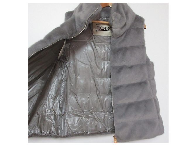 Autre Marque Chaleco de plumón con piel ecológica Herno Eco Fur Castaño - vista 4