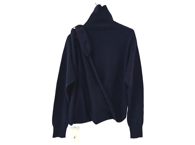 Autre Marque Beauty & Youth ROKU LOOP Langarm-Rollkragenpullover aus Strick Blau Marineblau - Ansicht 2