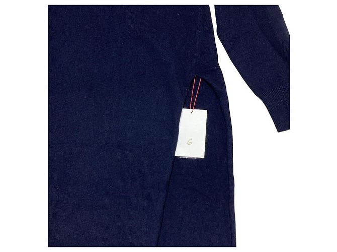 Autre Marque Beauty & Youth ROKU LOOP Langarm-Rollkragenpullover aus Strick Blau Marineblau - Ansicht 6