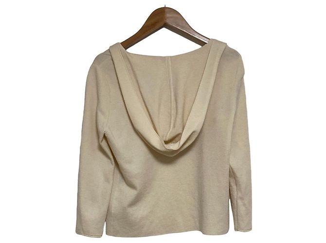 Autre Marque Cardigã com capuz FOXEY Fun em mistura de cashmere e seda Bege Cru - vista 2