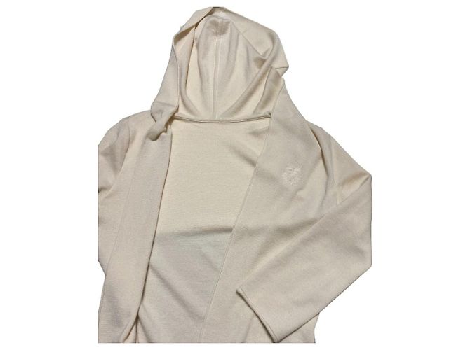 Autre Marque Cardigã com capuz FOXEY Fun em mistura de cashmere e seda Bege Cru - vista 3