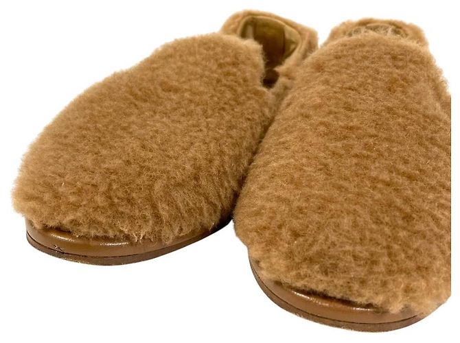 Max Mara Teddy Bear Wool Slippers Brown - view 5