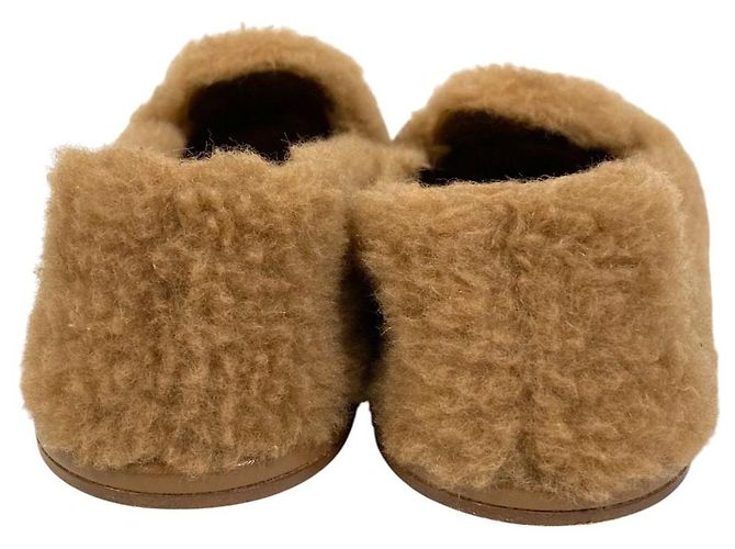 Max Mara Teddy Bear Wool Slippers Brown - view 6