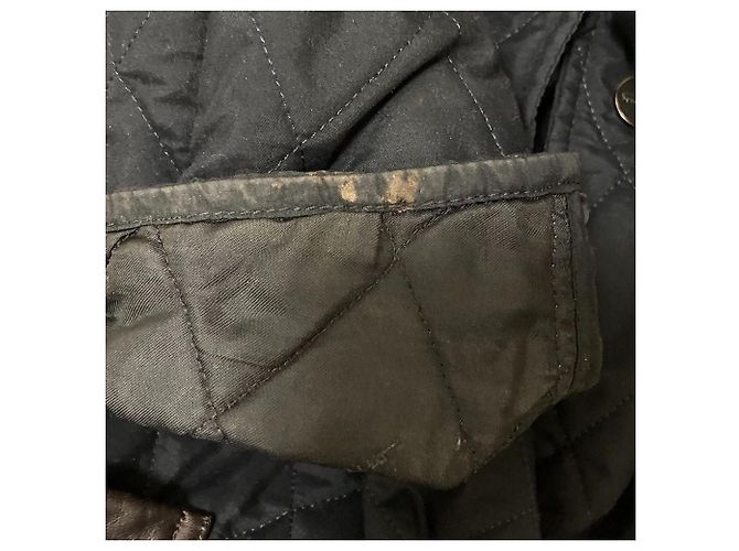 Casaco acolchoado em couro Salvatore Ferragamo Preto - vue 9