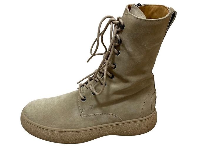 Tod's Tod’s Gommini Leder-Schnürstiefel Beige - Ansicht 3