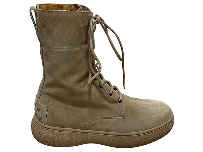 Tod's Tod’s Gommini Leder-Schnürstiefel Beige - Ansicht 5