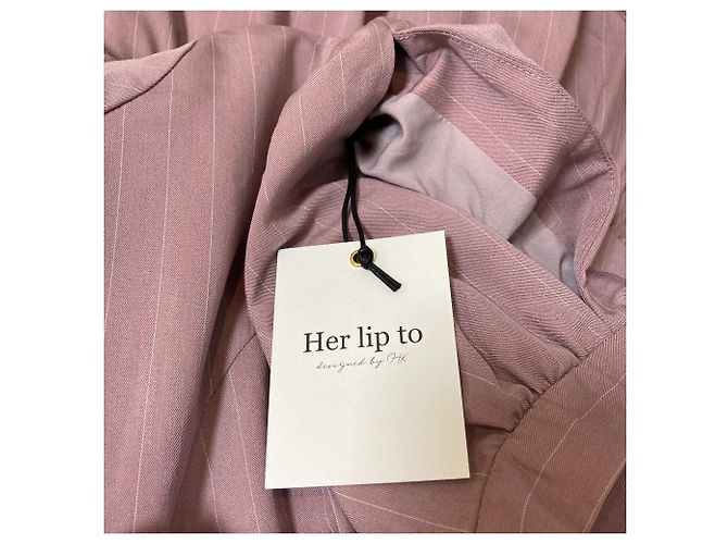 Autre Marque Vestido evasê com cinto e riscas Pin-Stripe Herlipto Roxo - vista 11