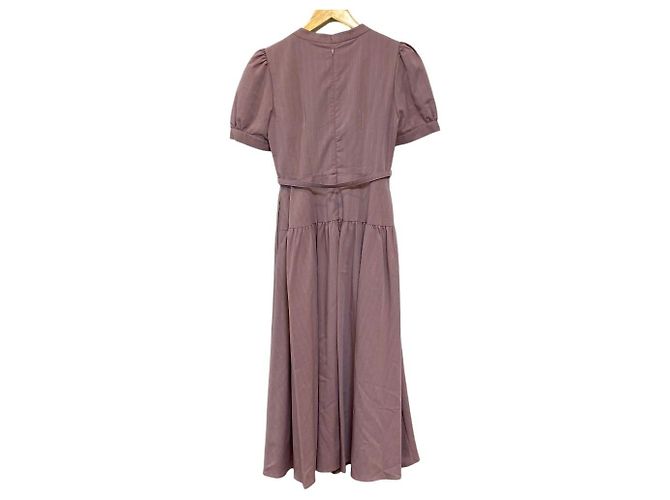 Autre Marque Vestido evasê com cinto e riscas Pin-Stripe Herlipto Roxo - vista 2