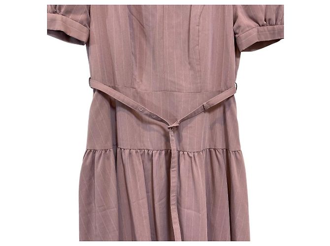 Autre Marque Vestido evasê com cinto e riscas Pin-Stripe Herlipto Roxo - vista 3