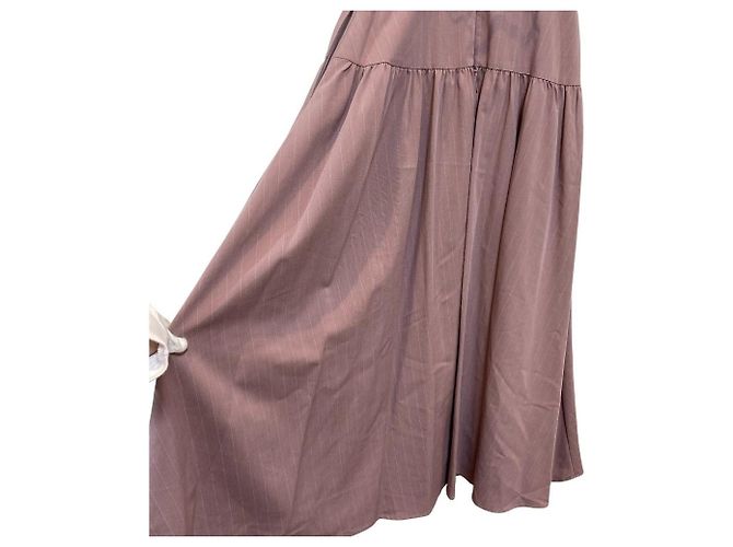 Autre Marque Vestido evasê com cinto e riscas Pin-Stripe Herlipto Roxo - vista 7