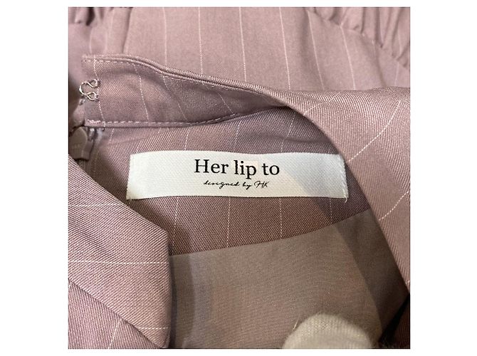 Autre Marque Vestido evasê com cinto e riscas Pin-Stripe Herlipto Roxo - vista 9