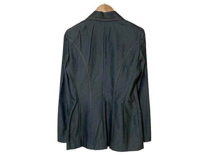 Autre Marque Escada Contrast Stitch Wool Tailored Jacket Brown - view 2