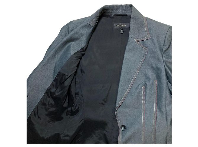 Autre Marque Escada Contrast Stitch Wool Tailored Jacket Brown - view 3