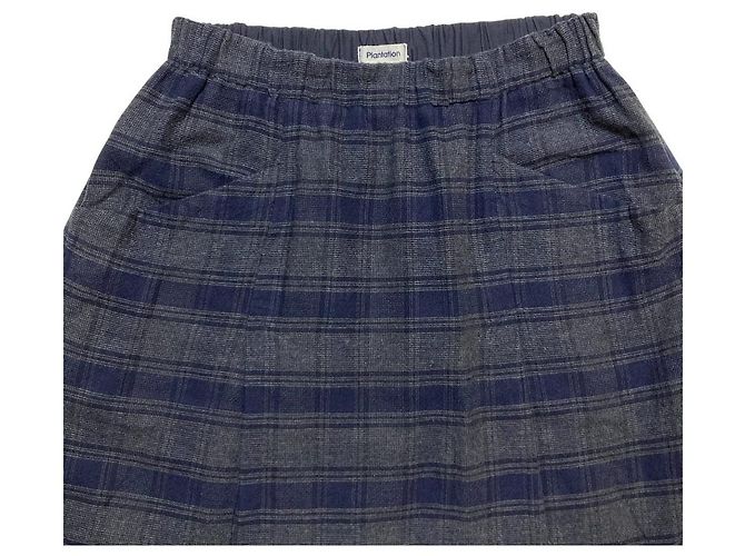 Autre Marque Plantation Karorock mit geraffter Taille Braun Blau Marineblau - Ansicht 3