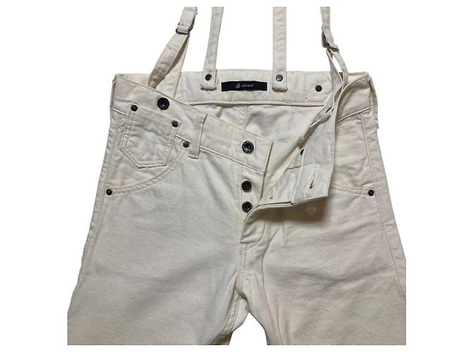 Autre Marque Calças de trabalho com suspensórios Johnbull Denim Bege Cru - vista 3