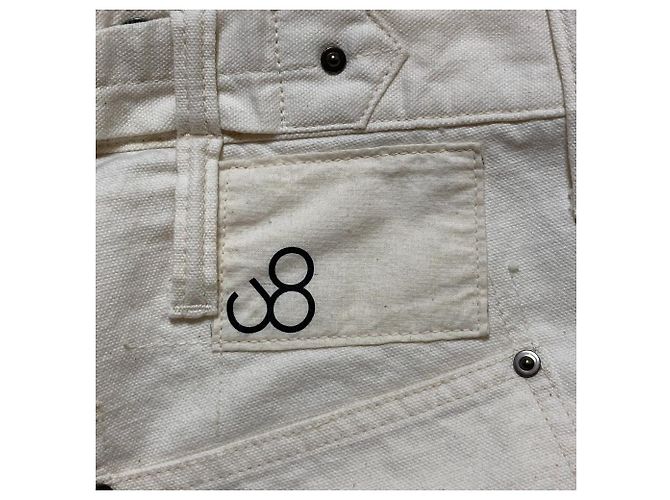 Autre Marque Calças de trabalho com suspensórios Johnbull Denim Bege Cru - vista 5