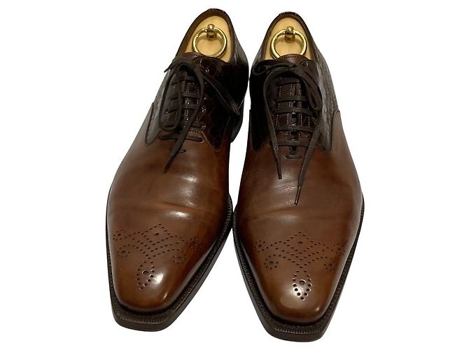 Autre Marque Scarpe eleganti Santoni in coccodrillo Marrone - vista 2
