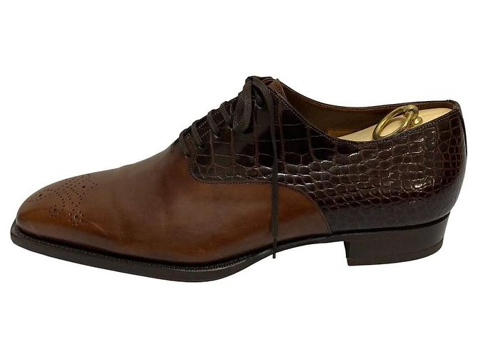 Autre Marque Scarpe eleganti Santoni in coccodrillo Marrone - vista 3