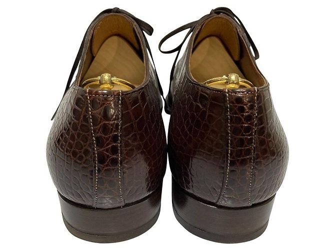 Autre Marque Scarpe eleganti Santoni in coccodrillo Marrone - vista 4