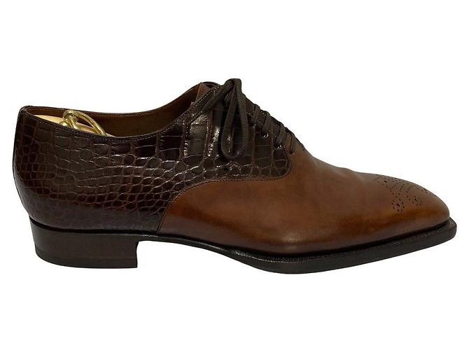 Autre Marque Scarpe eleganti Santoni in coccodrillo Marrone - vista 5