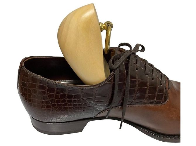 Autre Marque Scarpe eleganti Santoni in coccodrillo Marrone - vista 9