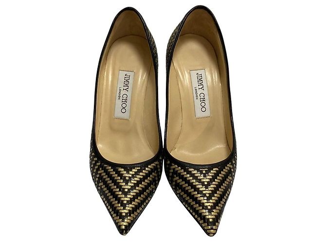 Jimmy Choo Intrecciato Leder-Pumps Schwarz Golden - Ansicht 2