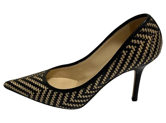 Jimmy Choo Intrecciato Leder-Pumps Schwarz Golden - Ansicht 3