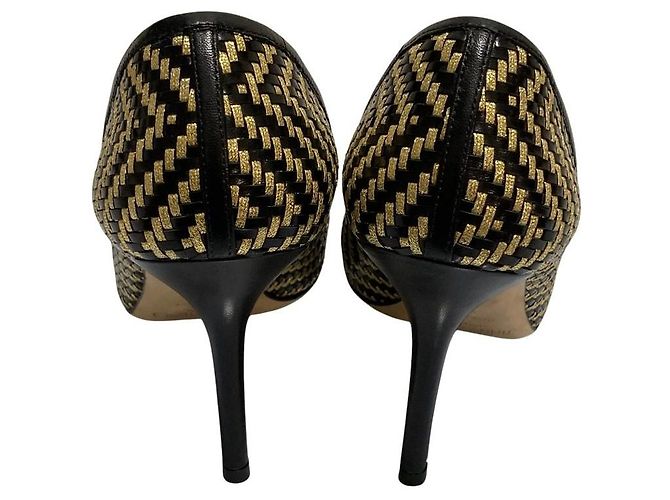 Jimmy Choo Intrecciato Leder-Pumps Schwarz Golden - Ansicht 4