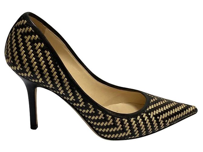 Jimmy Choo Intrecciato Leder-Pumps Schwarz Golden - Ansicht 5