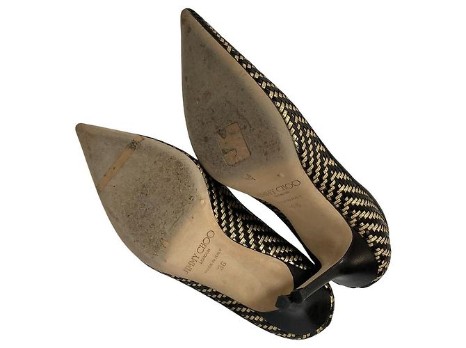 Jimmy Choo Intrecciato Leder-Pumps Schwarz Golden - Ansicht 6