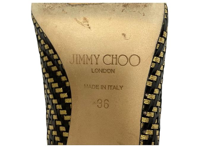 Jimmy Choo Intrecciato Leder-Pumps Schwarz Golden - Ansicht 7