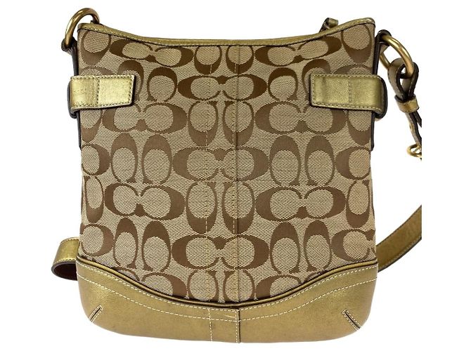 Borsa a tracolla COACH Signature Canvas/Leather Beige D'oro - vista 2