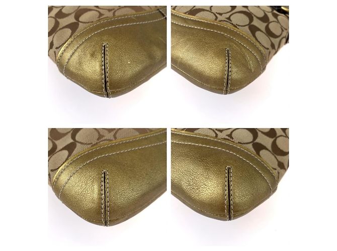 Borsa a tracolla COACH Signature Canvas/Leather Beige D'oro - vista 3